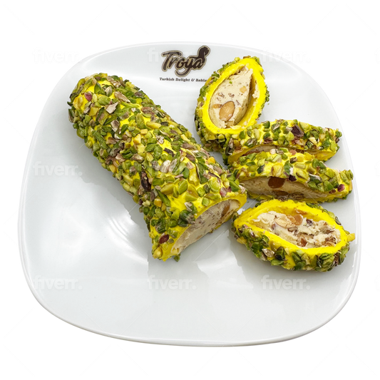 Marshmallow pistachio coating, almond cream