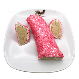 Marshmallow pink cake with hazelnut cream