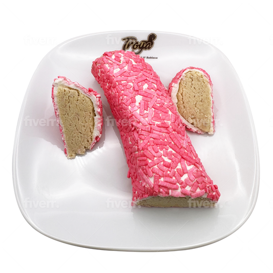 Marshmallow pink cake with hazelnut cream